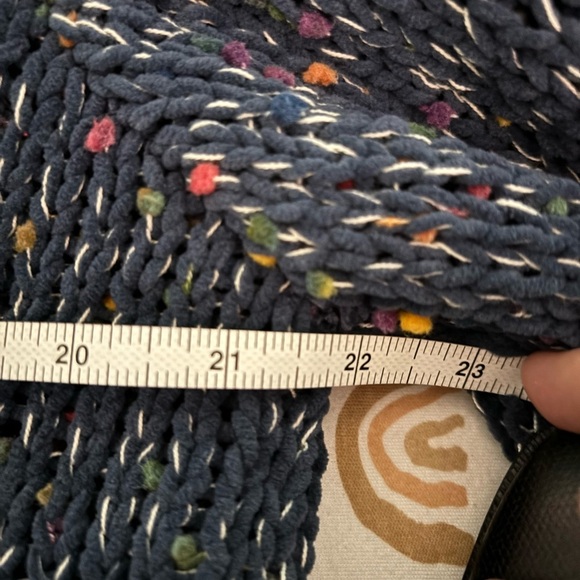 POL Womens Chunky Oversized Sweater Blue Confetti Peplum Small Button V Neck - Picture 6 of 9